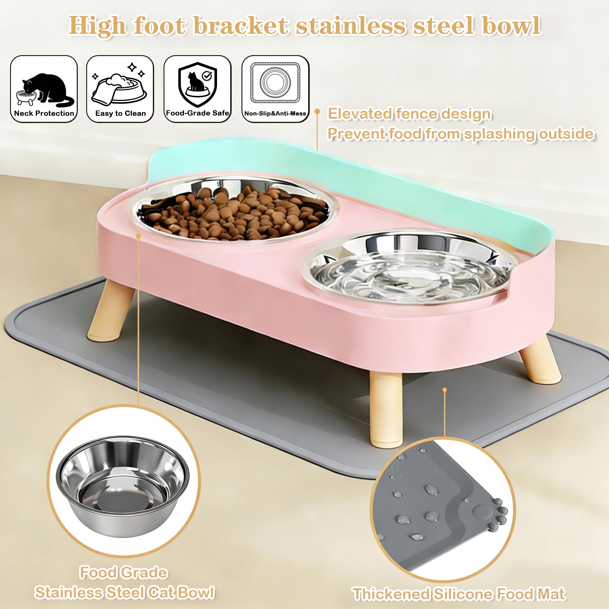 DIRZHX tazones duales para comida y agua, ideal para gatitos