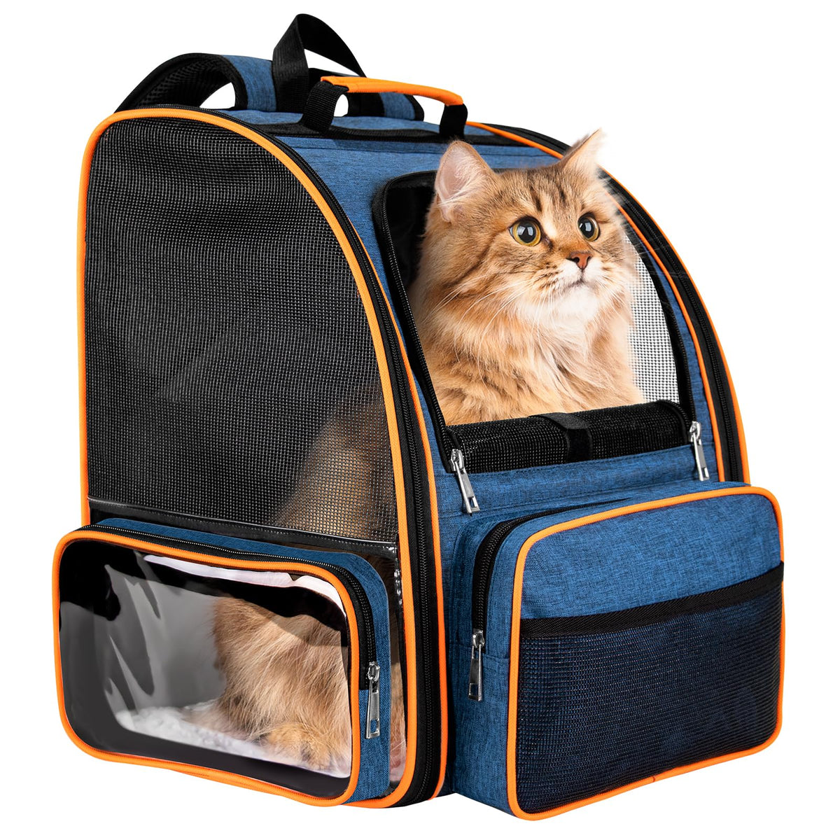 Discala Mochila porta-mascotas ventilada con malla para flujo de aire.