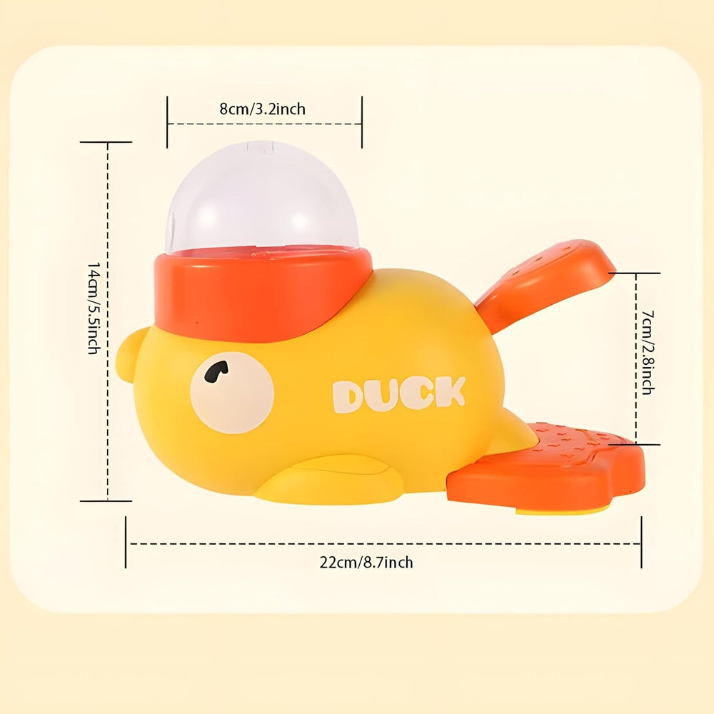 Dispensador de recompensas para perros forma pato; material fácil de limpiar para higiene diaria.