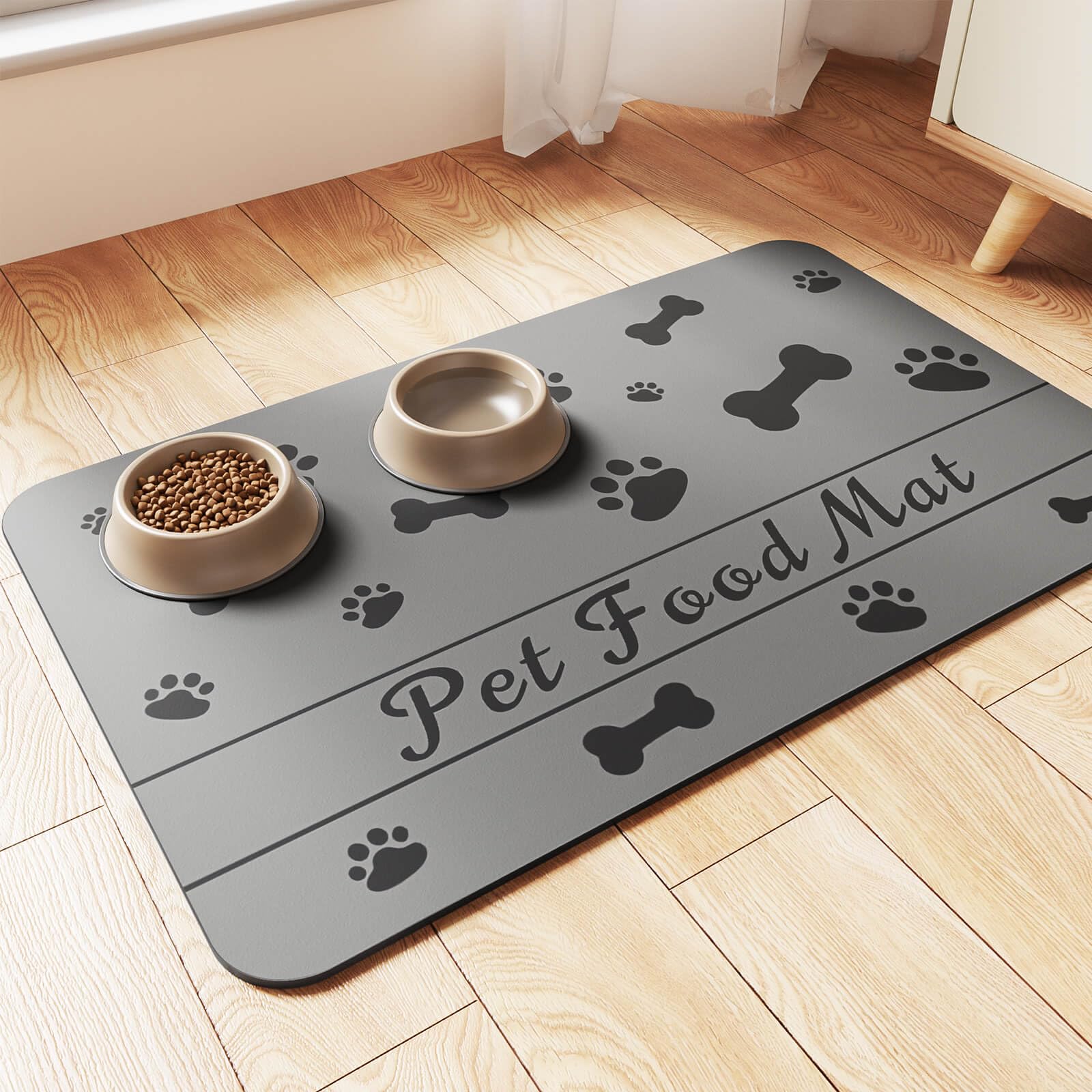 Alfombrilla DK177 para alimento de mascotas con absorción para derrames de agua