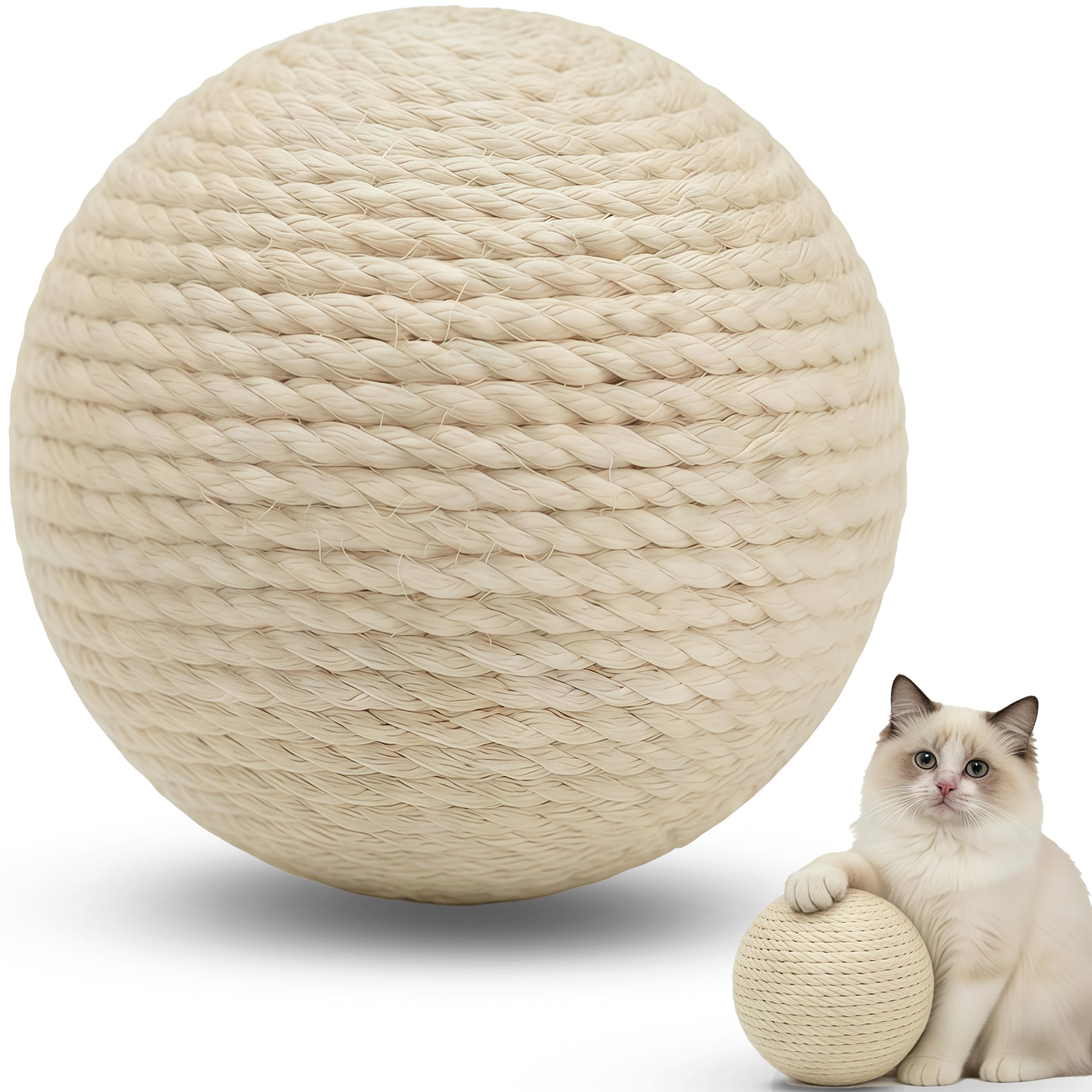 DMZBJ bolas-sisal-gato-4-pulgadas: tamaño práctico que evita rodar bajo muebles.