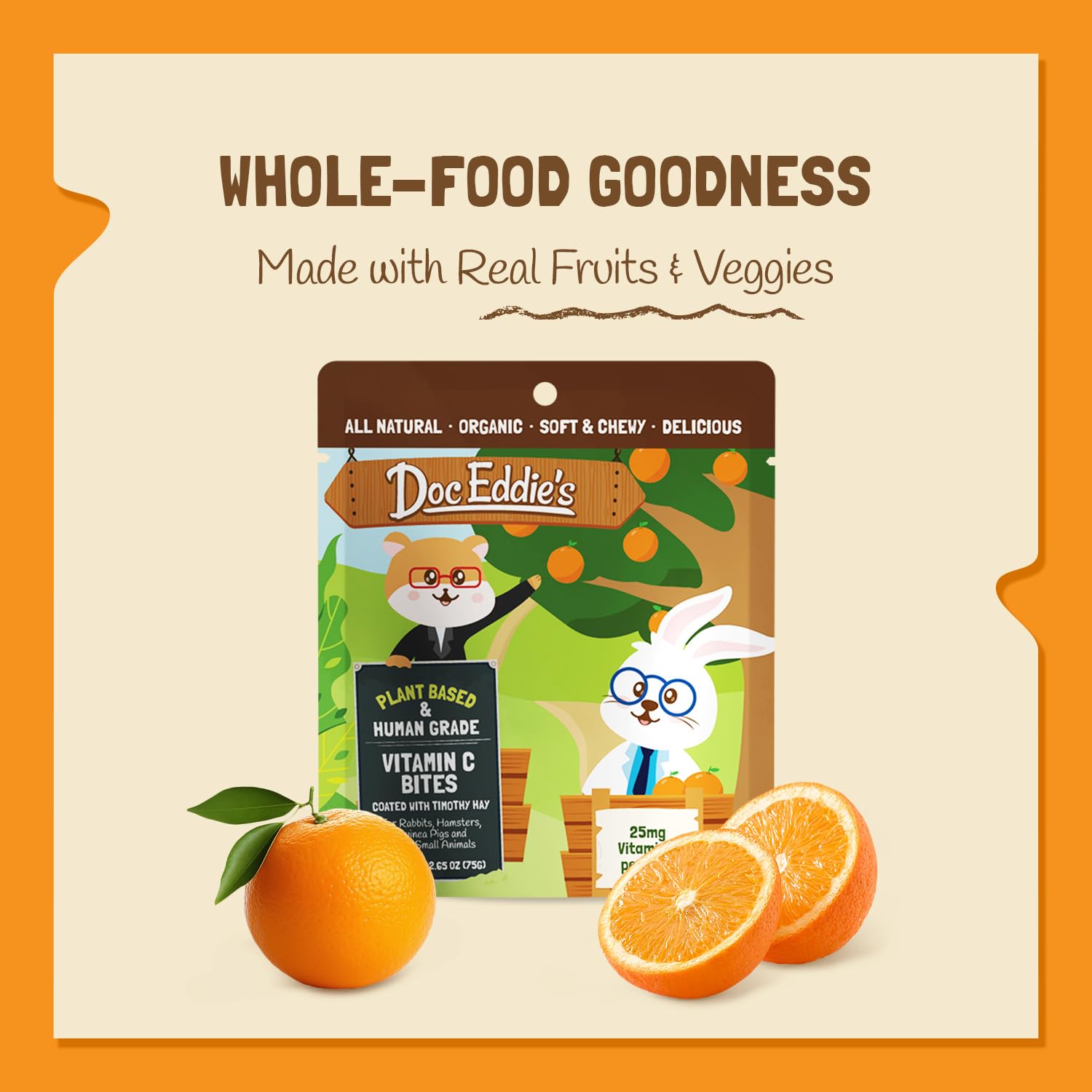 DOC EDDIE'S Vitamin C Bites con fruta cítrica, snack natural.