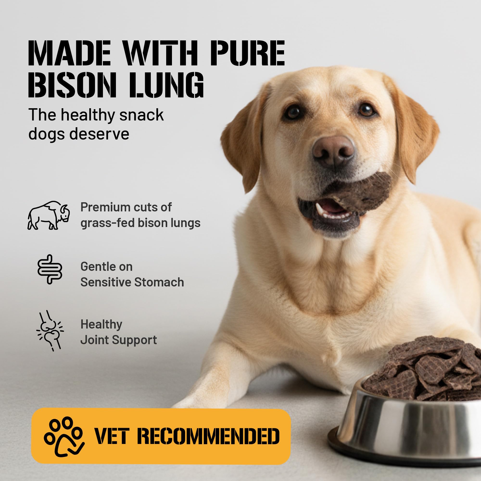 Dog Chits fillets de pulmón de bison, masticación suave que ayuda a limpiar dientes