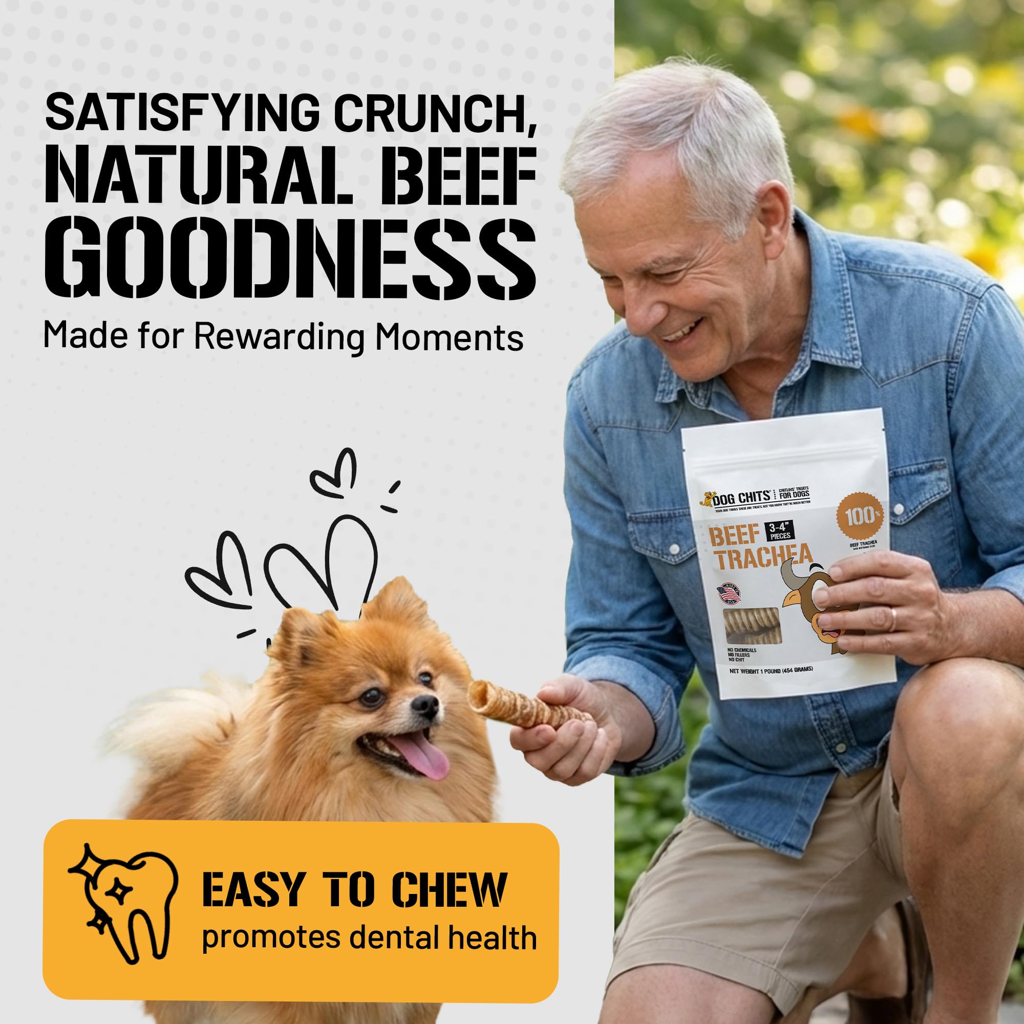 Dog Chits tráquea de res alto contenido proteico para perros activos
