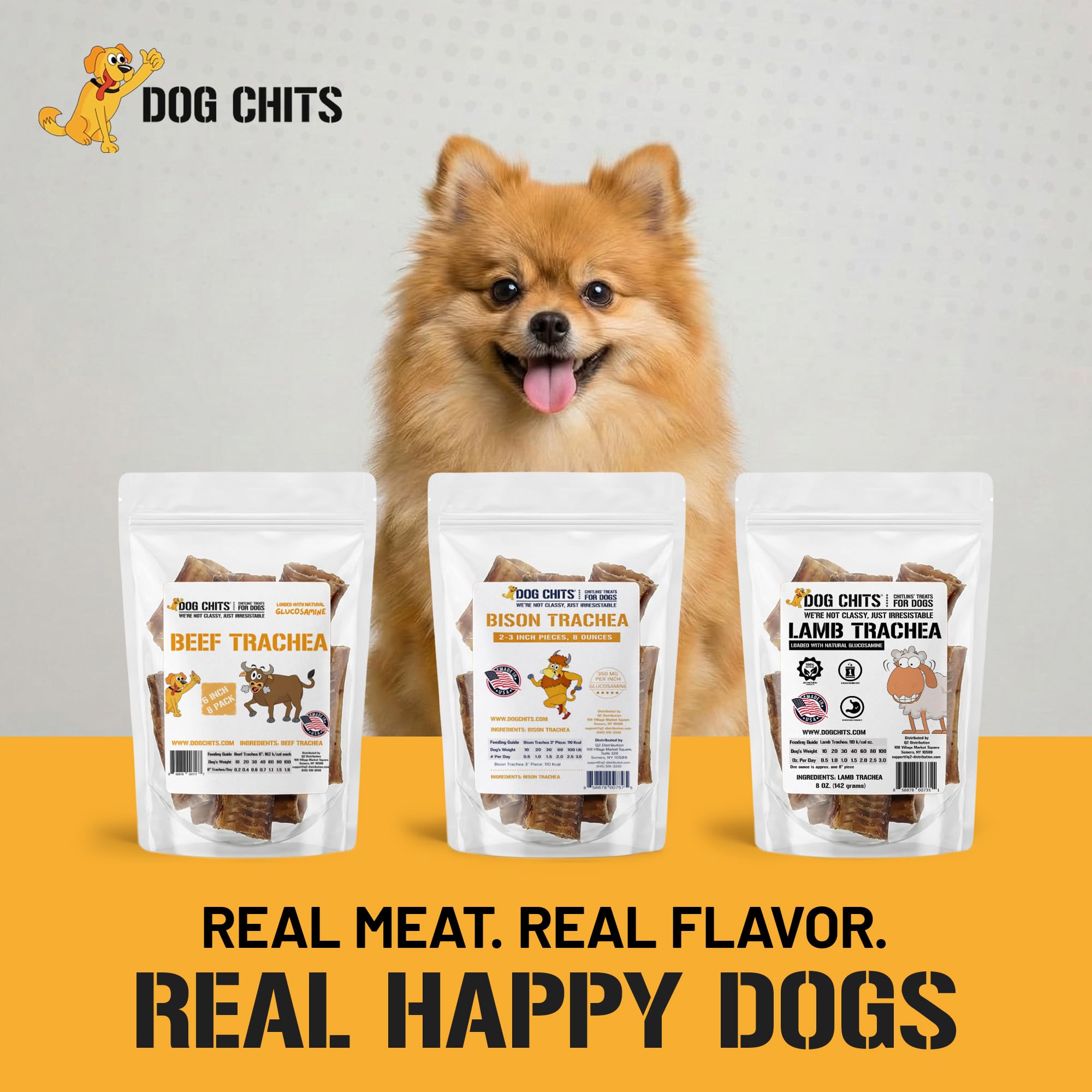 Dog Chits tráquea de res snack duradero para entrenamiento