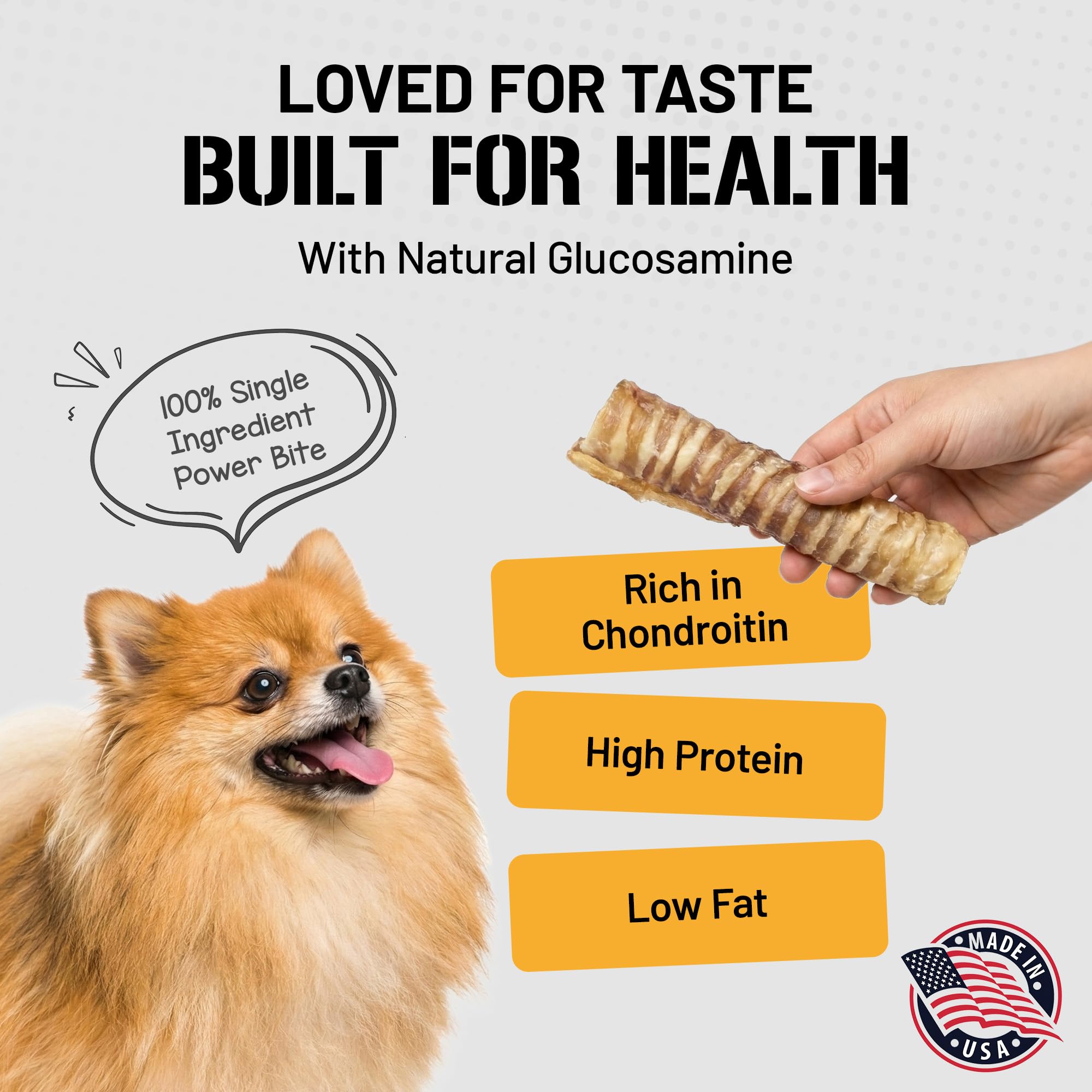 Dog Chits tráquea de res textura crujiente para perros activos