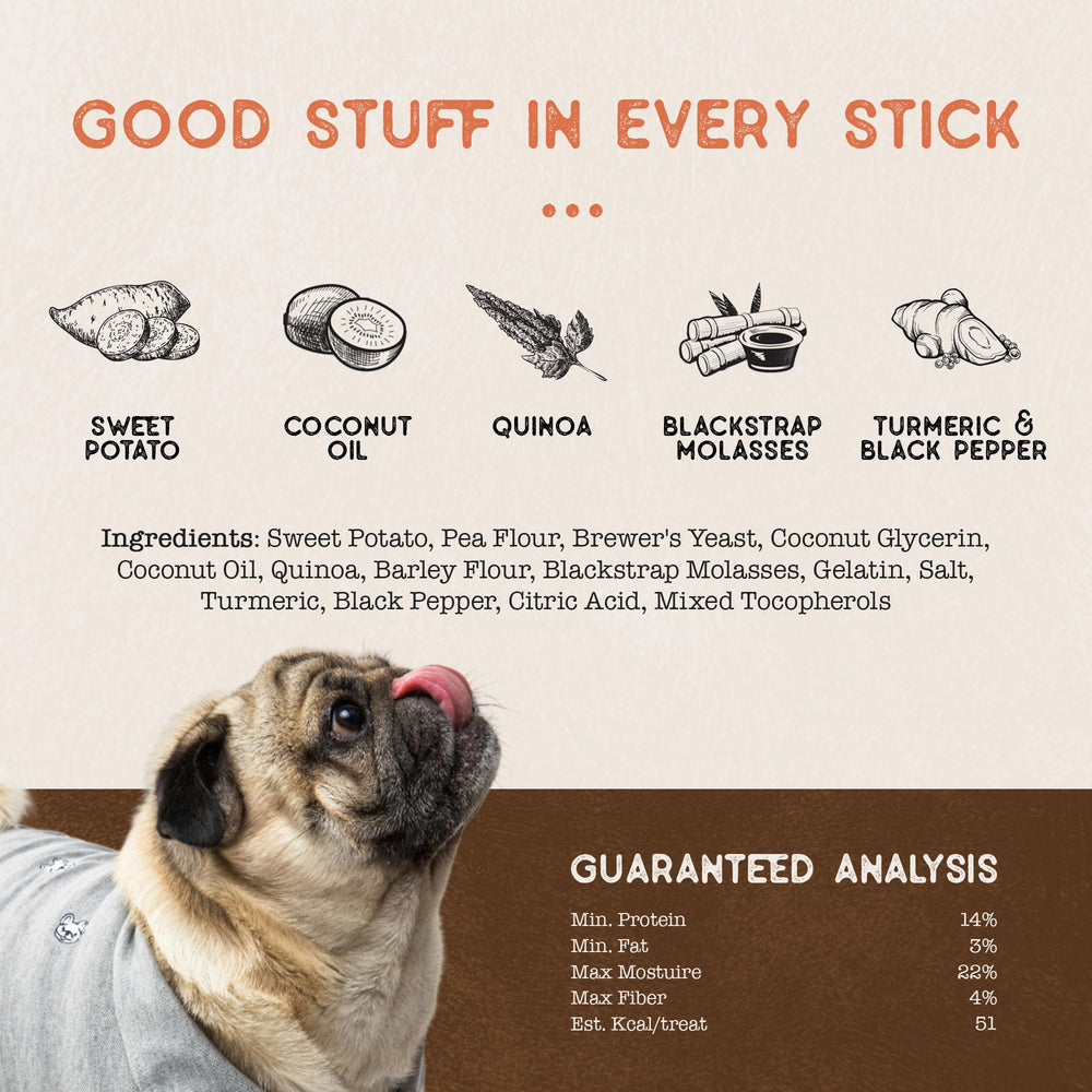 Dog Treat Naturals Superfood Sticks fabriqué aux États-Unis, qualité SQF.
