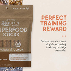 Dog Treat Naturals Superfood Sticks saveur patate douce, idéale pour l'entraînement.