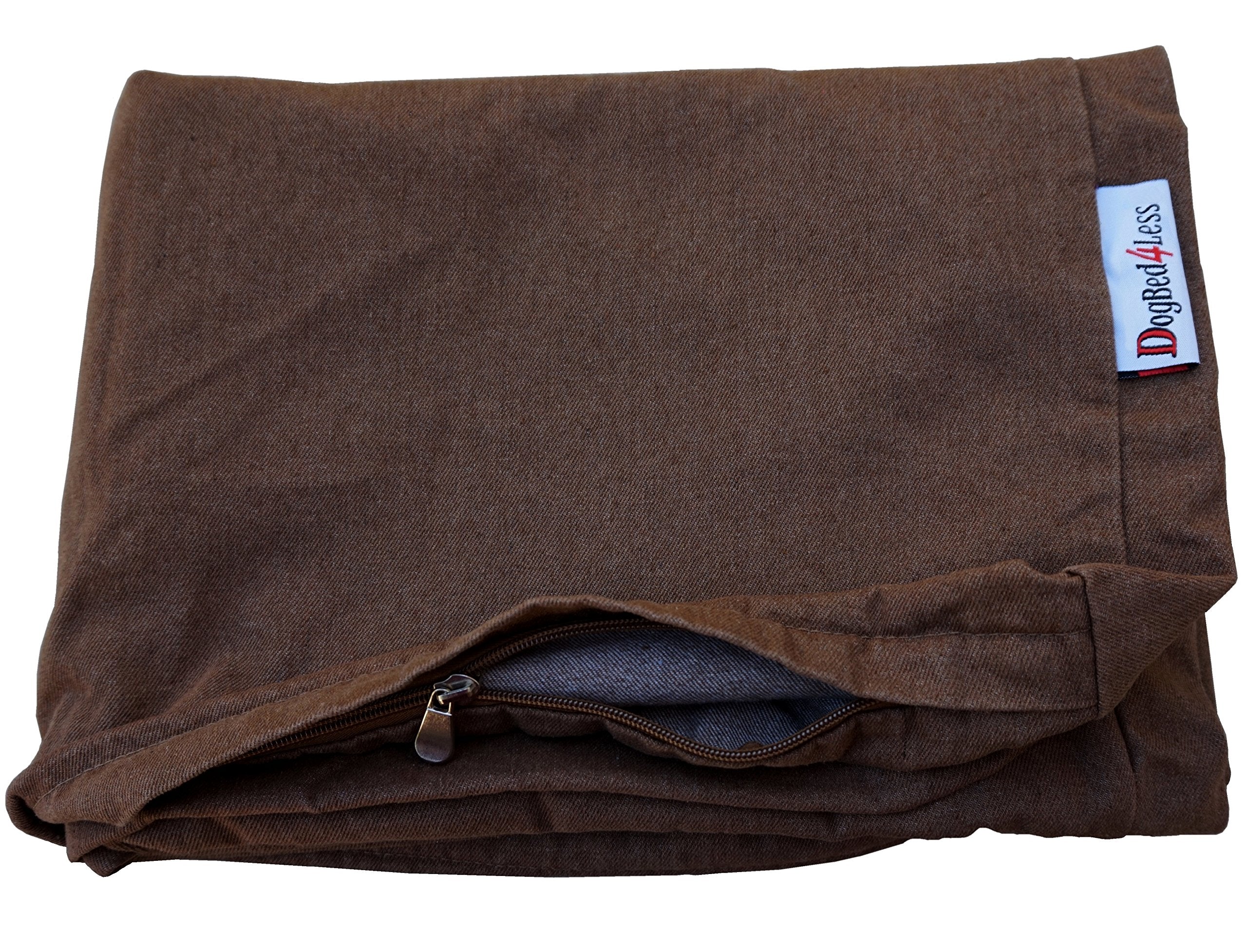 Funda exterior Dogbed4less de mezclilla marrón para cama de perro 55x47, fácil de lavar.