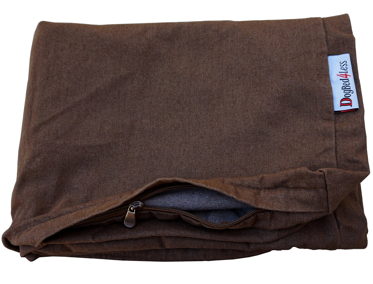 Funda exterior Dogbed4less de mezclilla marrón para cama de perro 55x47, fácil de lavar.
