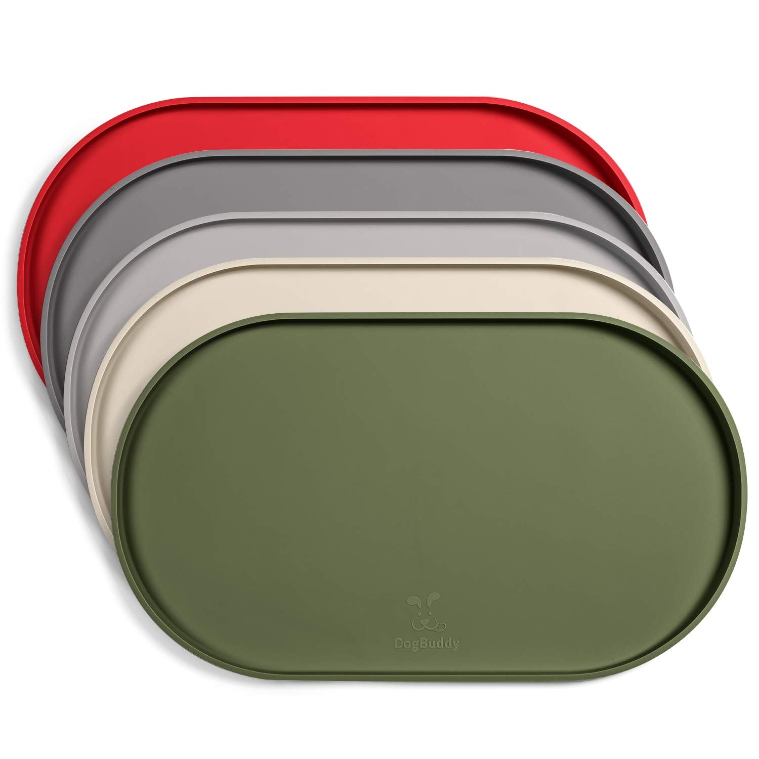 DogBuddy almohadilla impermeable para comida canina con borde alto para derrames.
