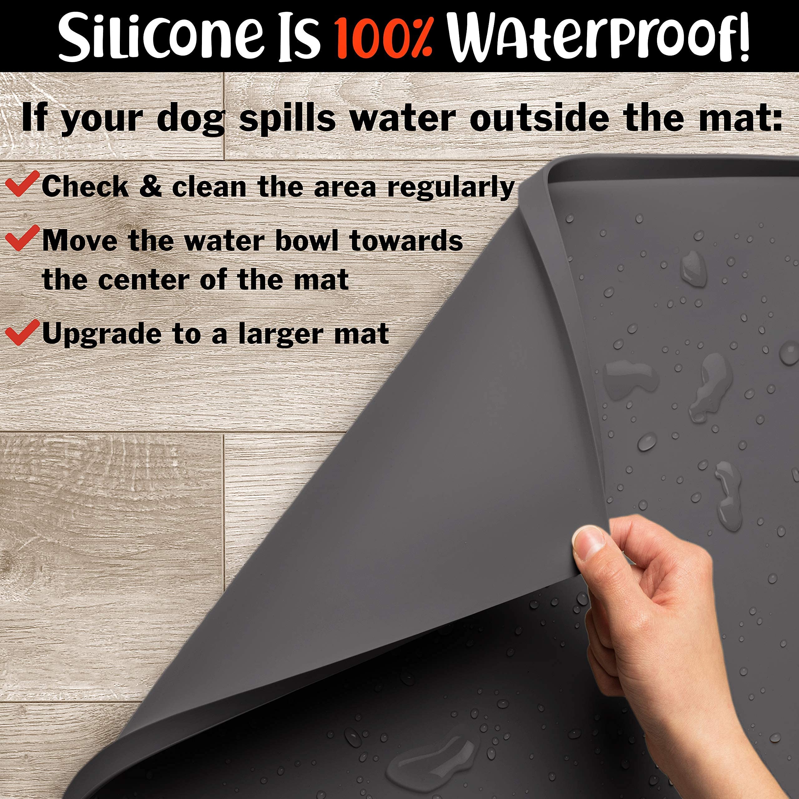 DogBuddy fondo impermeable resiste derrames de comida y agua.