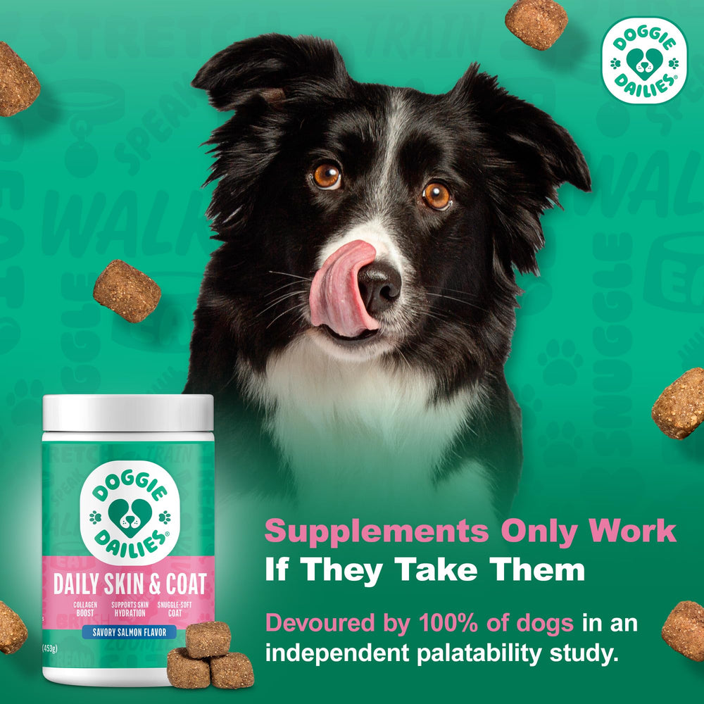 Doggie Dailies, aceite de salmón de Alaska, piel saludable.