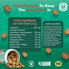 Doggie Dailies: ingredientes naturales con arándano para salud urinaria.