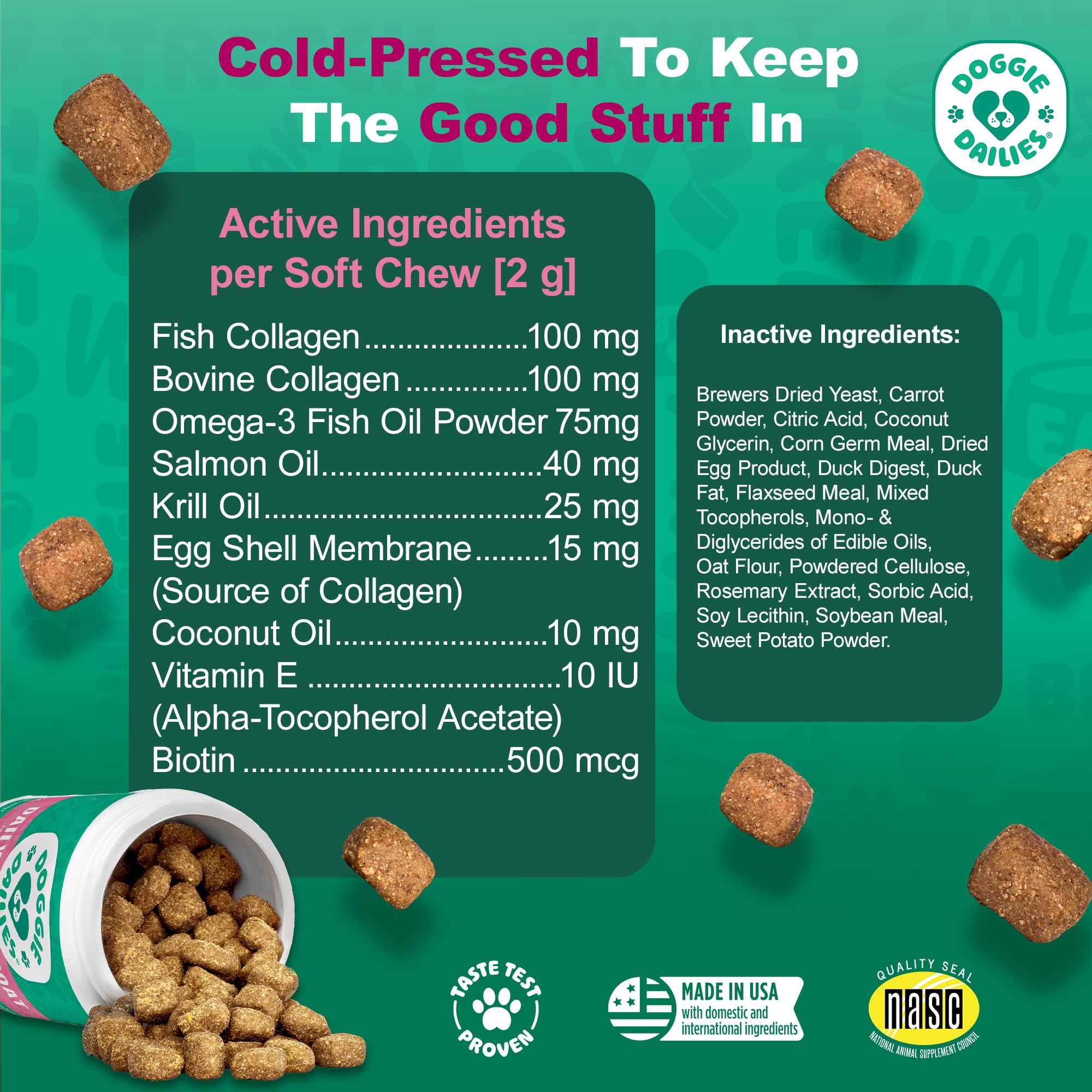 Doggie Dailies biotina y vitamina E para uñas y piel sanas