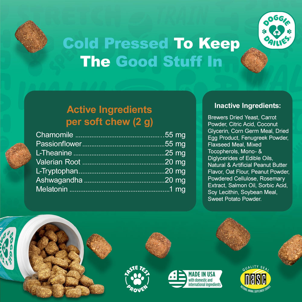 Doggie Dailies masticables porciones diarias, opción práctica para viajar.