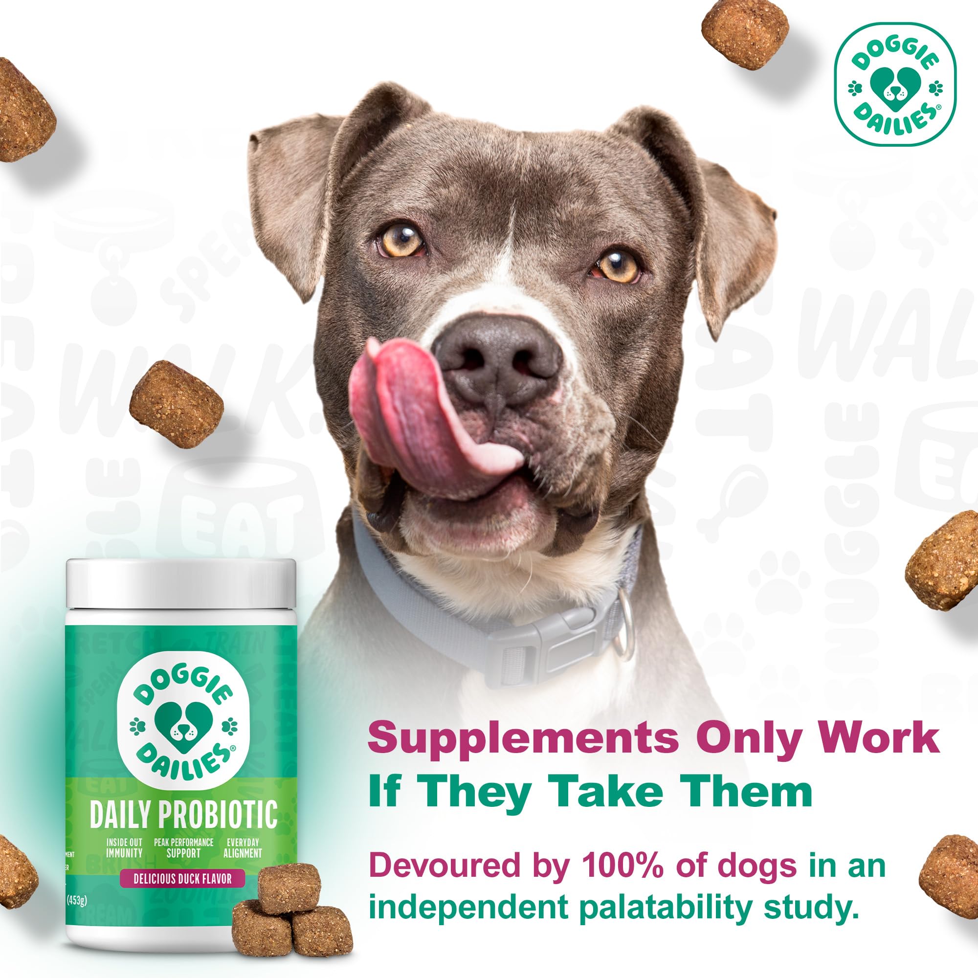 Doggie Dailies Probioticos para perros: paquete de 225 gomitas.