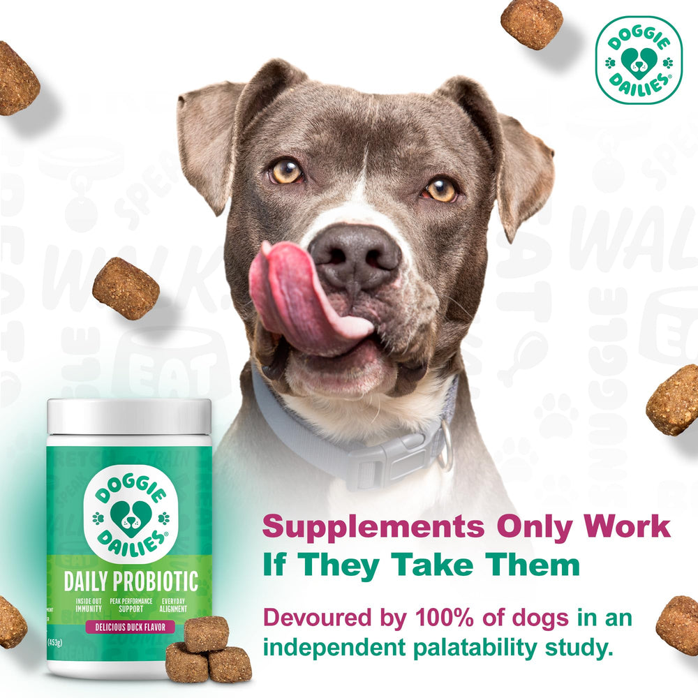 Doggie Dailies Probioticos para perros: paquete de 225 gomitas.