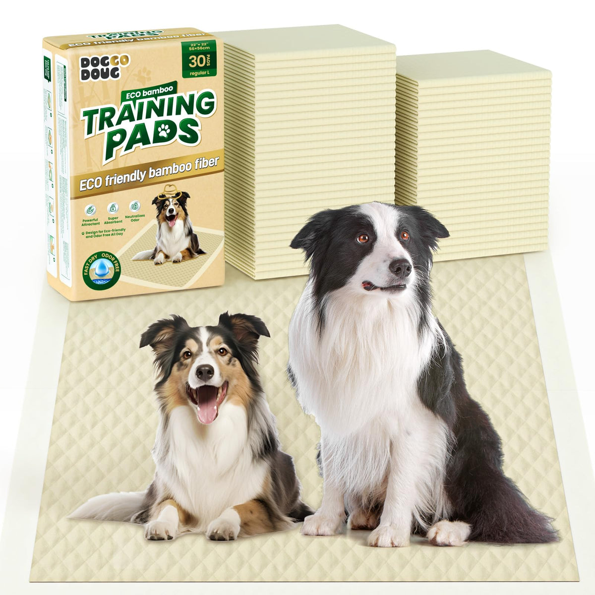 DOGGO DOUG almohadillas para cachorros 22x22 pulgadas, alta absorción para entrenamiento.