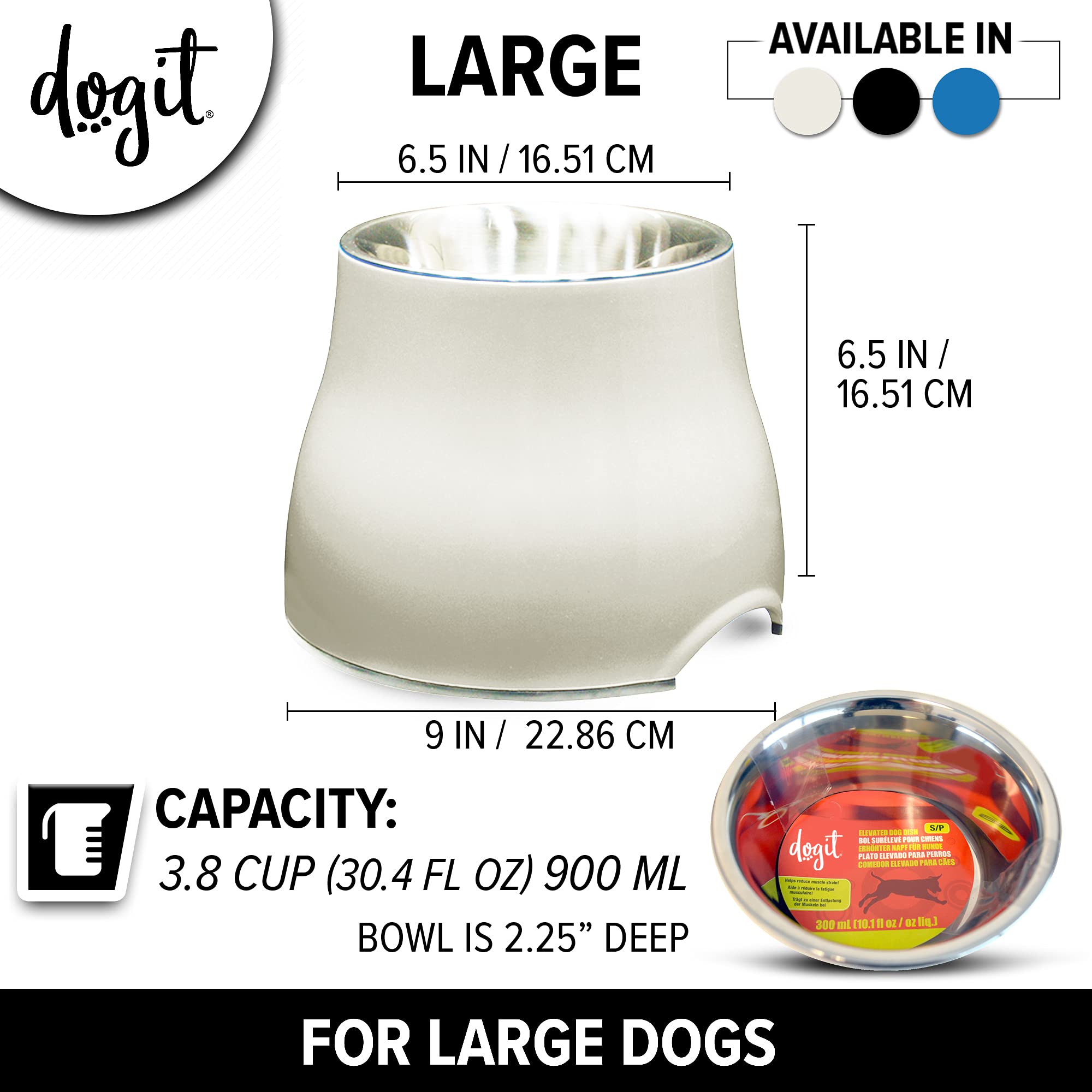 Dogit tazón elevado con dimensiones compactas para perros grandes