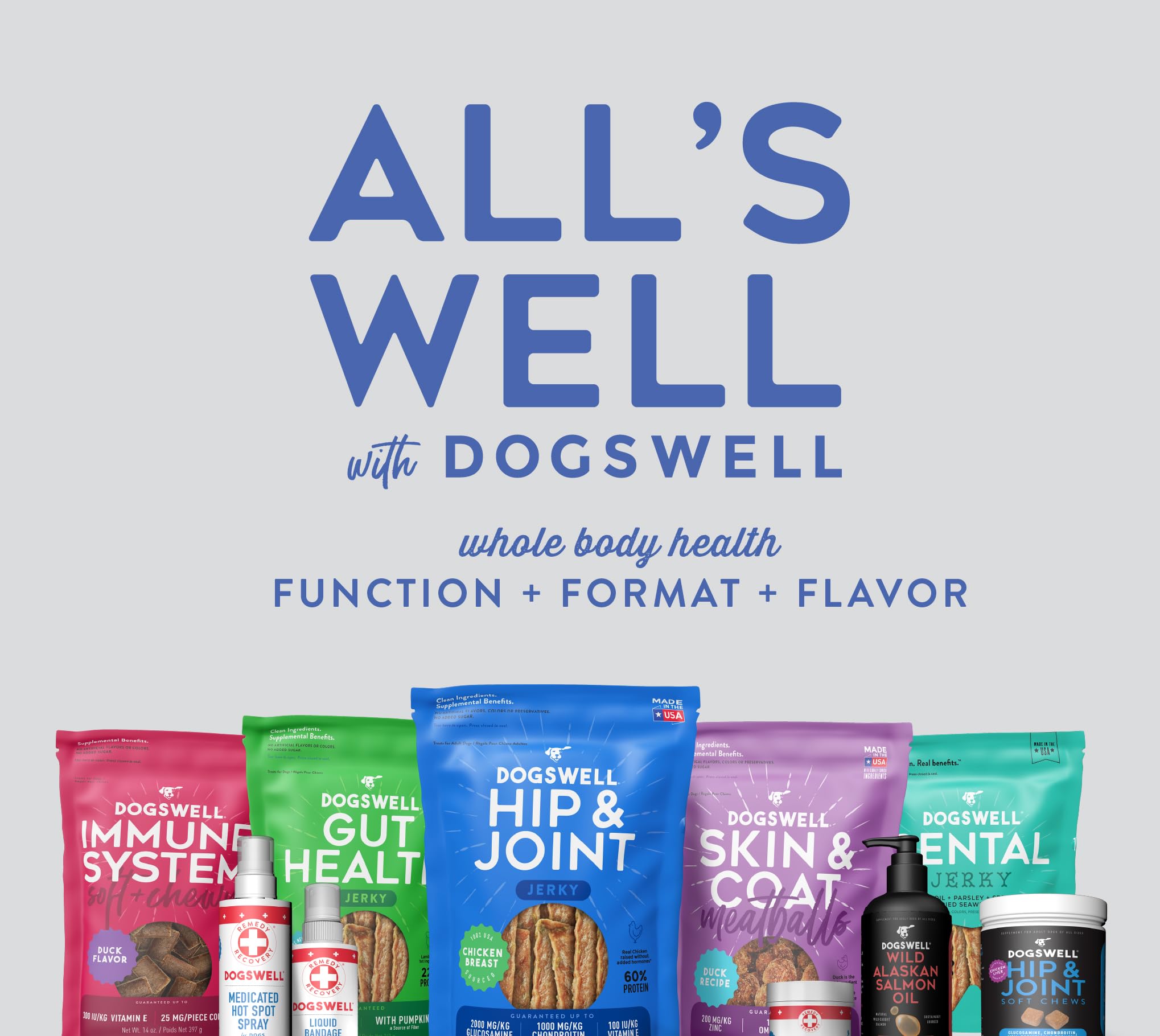 Dogswell ejemplo uso mordida diaria, apoyo al cuidado de articulaciones.
