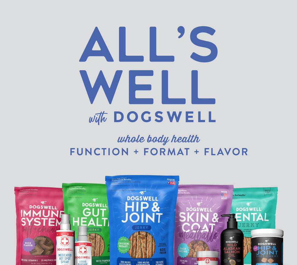 Dogswell ejemplo uso mordida diaria, apoyo al cuidado de articulaciones.