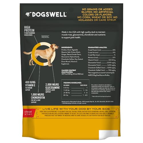 DOGSWELL jerky con pato, alto en proteína