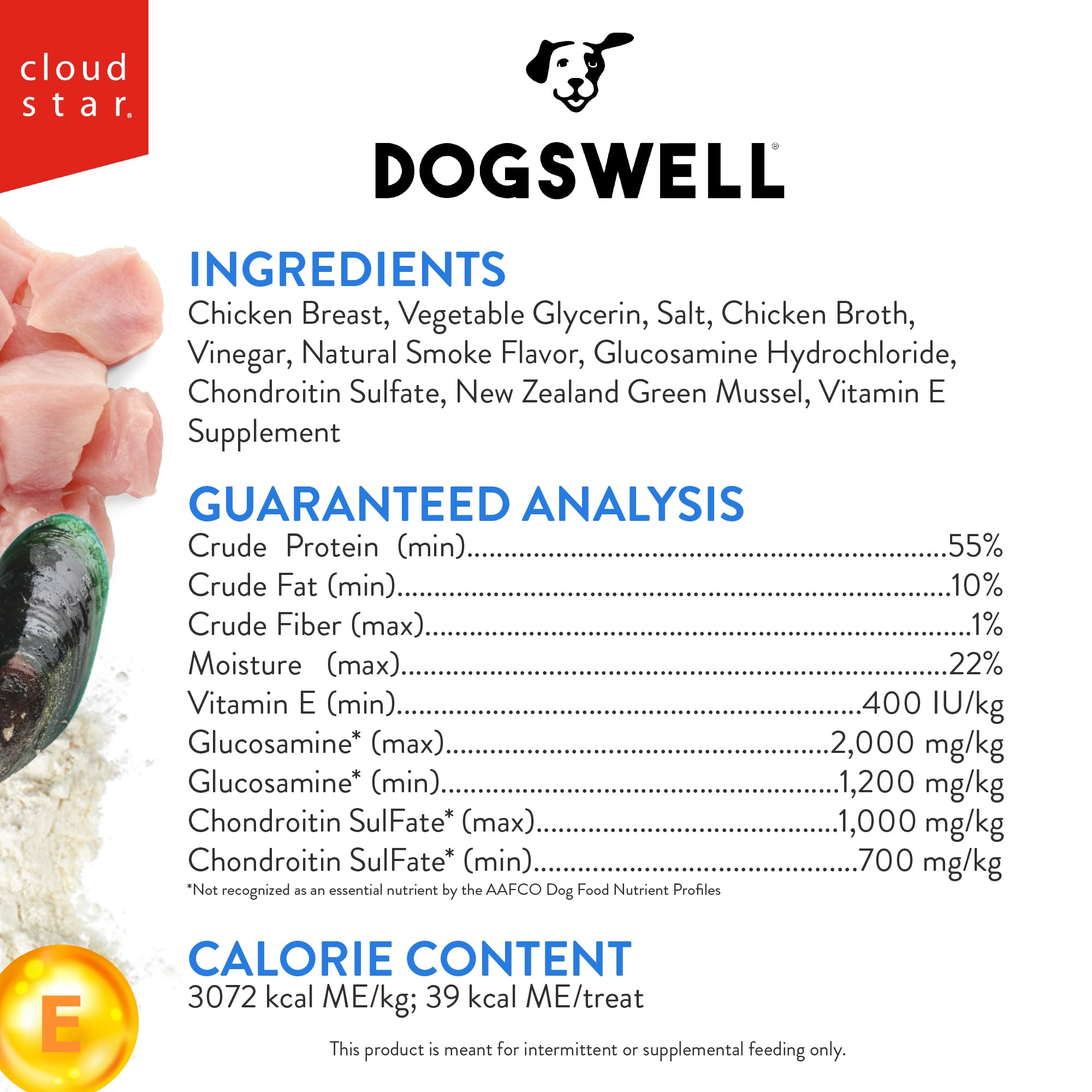 DOGSWELL pechuga de pollo como primer ingrediente, proteína de alta calidad.