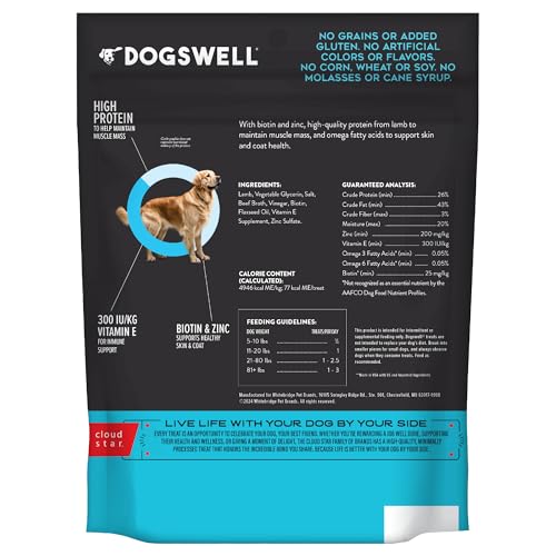 DOGSWELL Trocitos de cordero para perros, sabrosos y con proteína alta