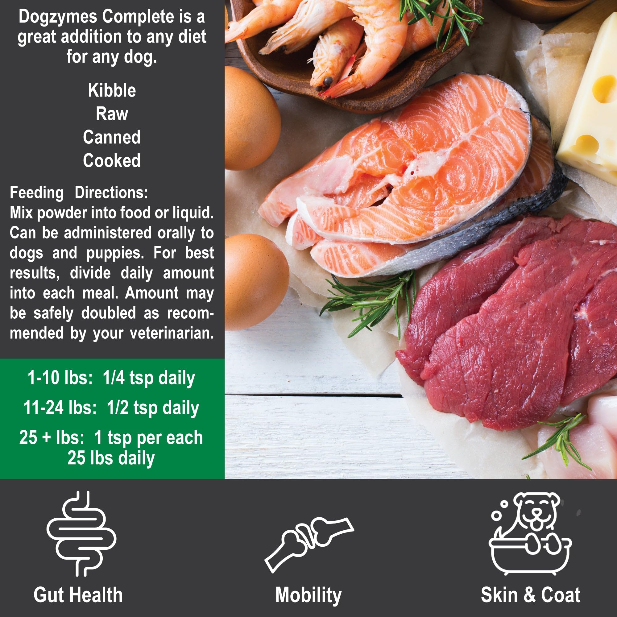 Dogzymes Complete: vitaminas y minerales con omegas en frasco para nutrición diaria