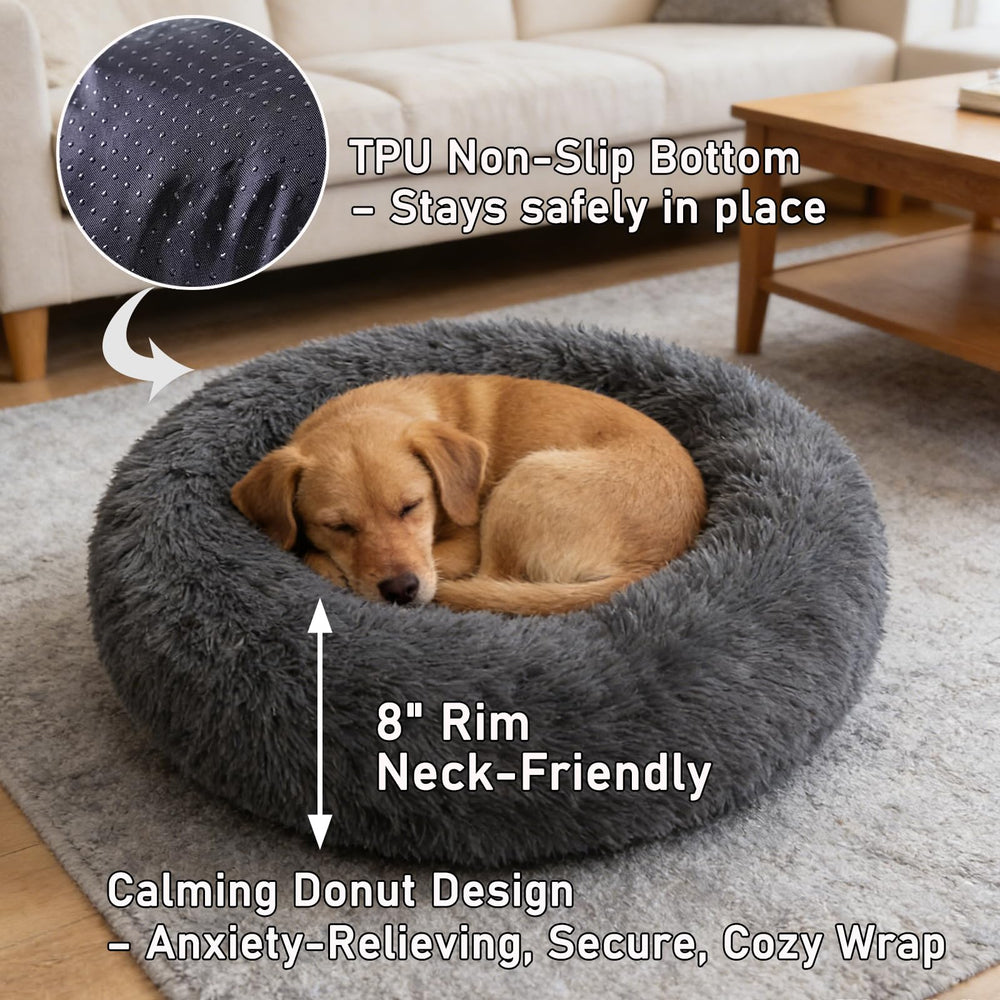 Doimier cama-donut Calma para Perro Mediano: base antideslizante TPU mantiene la cama estable
