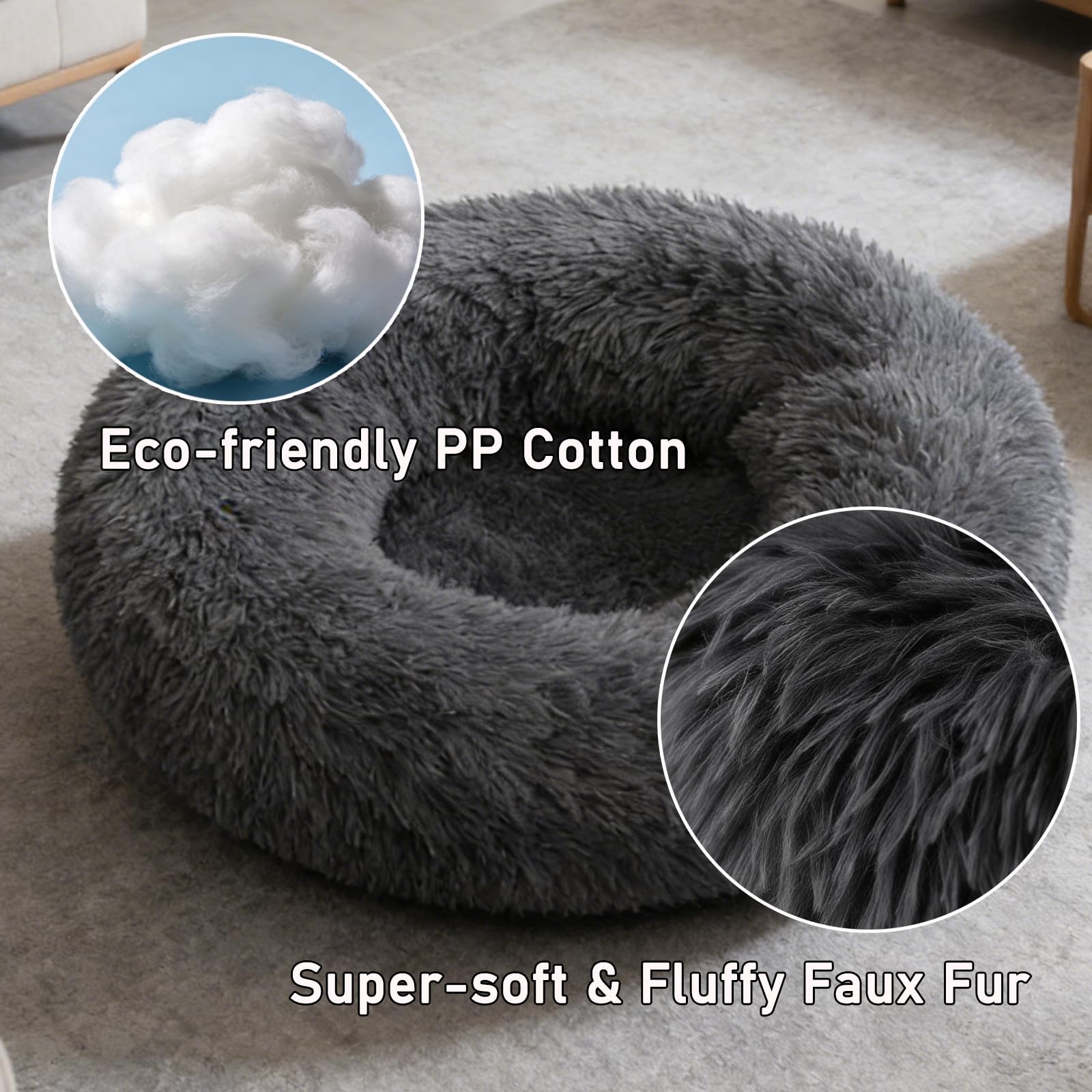 Doimier cama-donut Calma para Perro Mediano: funda desmontable y lavable para limpieza fácil