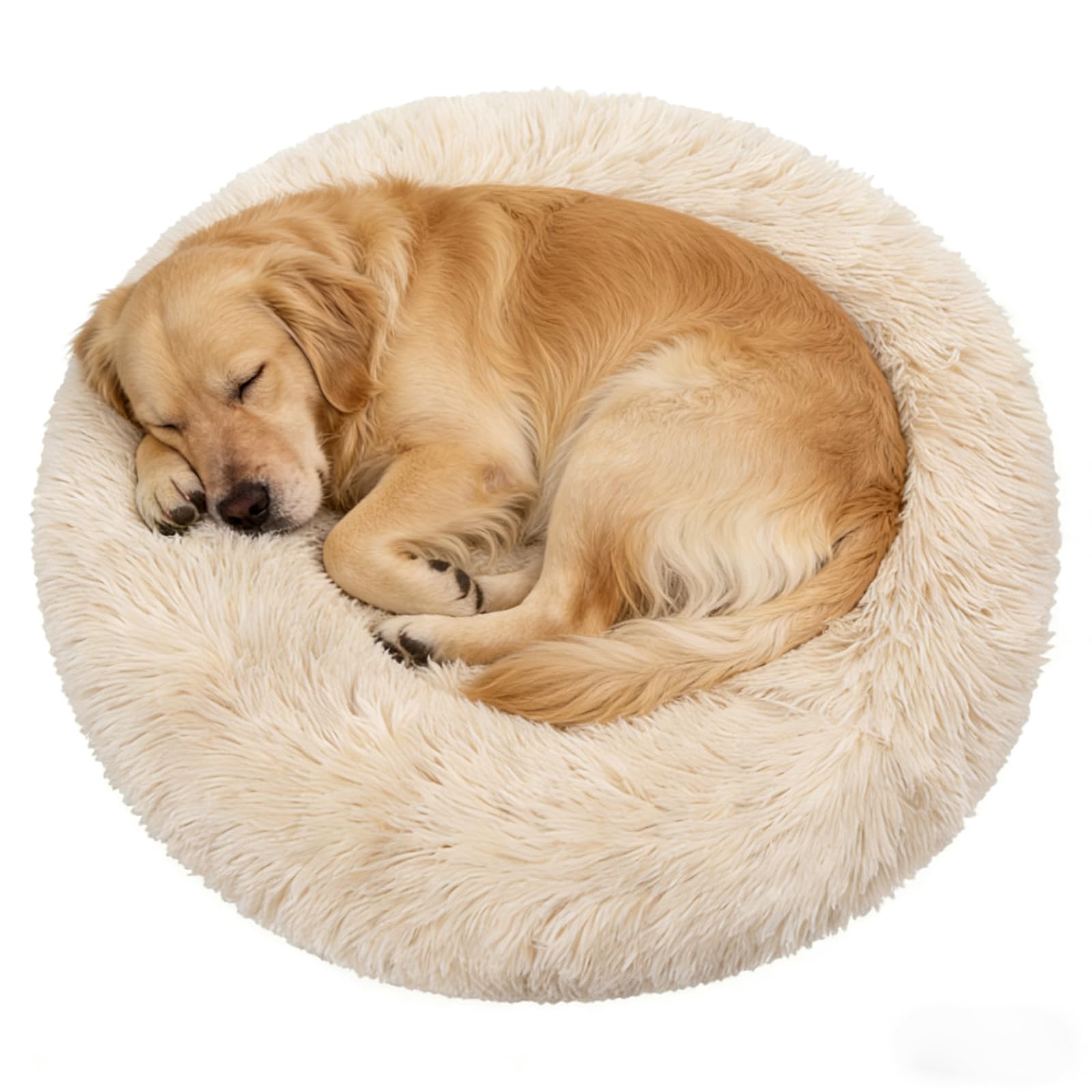 Doimier Donut cama para perro grande, vista frontal, refugio seguro para dormir