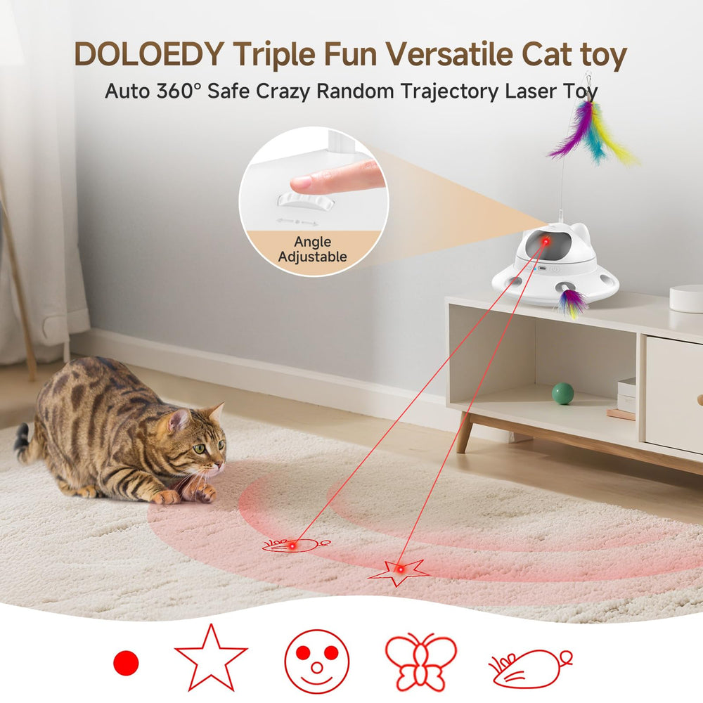 DOLOEDY Juguete Láser Gato con pluma móvil para saltos y persecución
