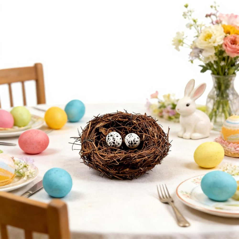 Domkier nido de 4 pulgadas para decoración de Pascua con encanto rústico.