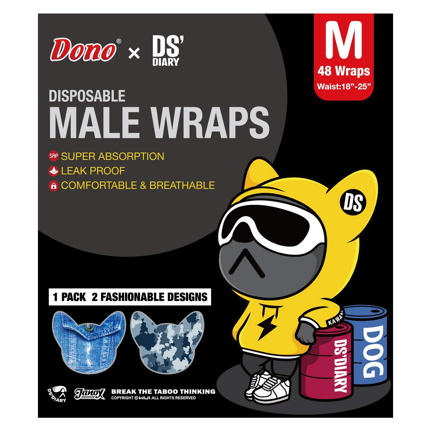 Pañales Dono con diseño estiloso camuflado para perros machos.