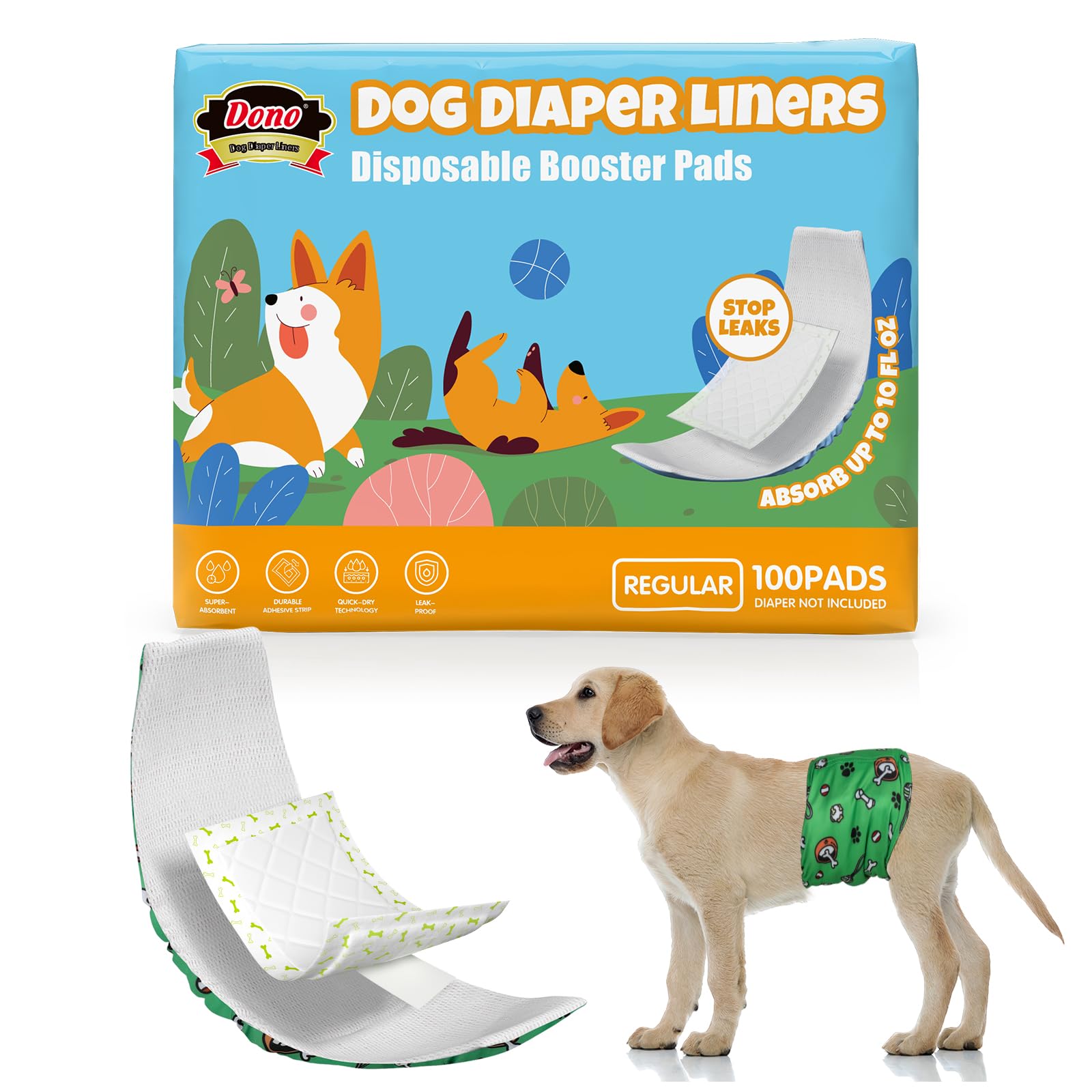 Dono Dog Diaper Liners: absorción ultra para perros y humedad reducida.