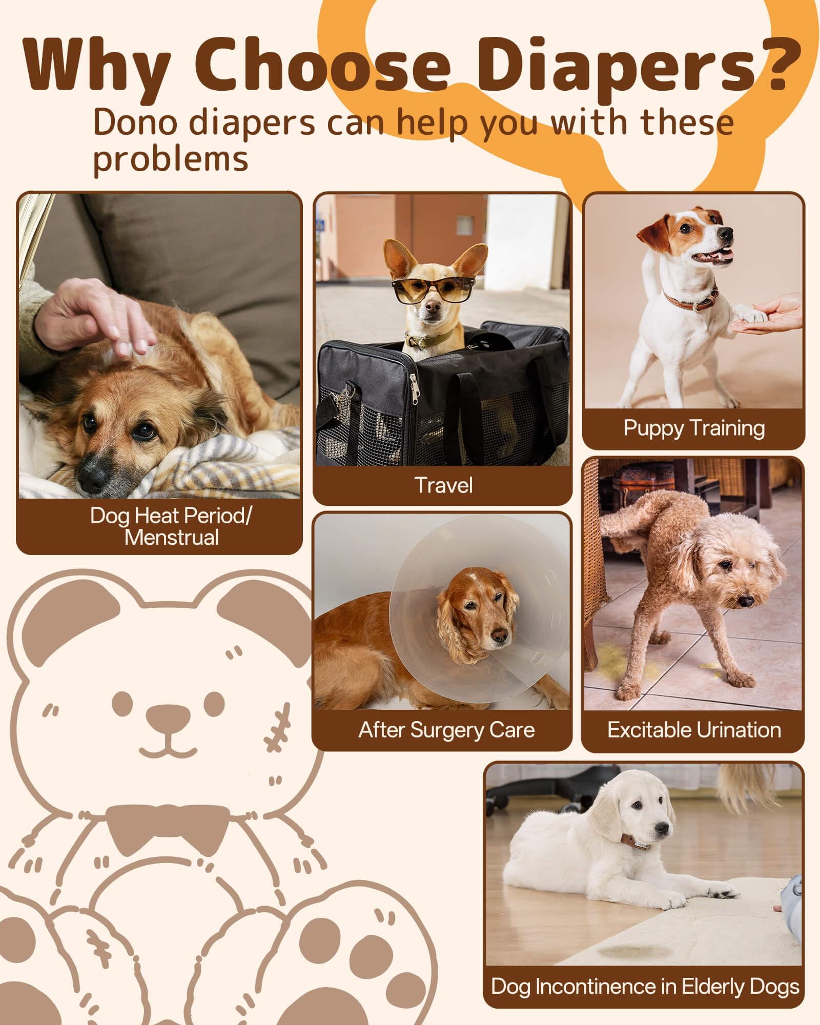 Pañales Dono con diseño osito, bonito y práctico.