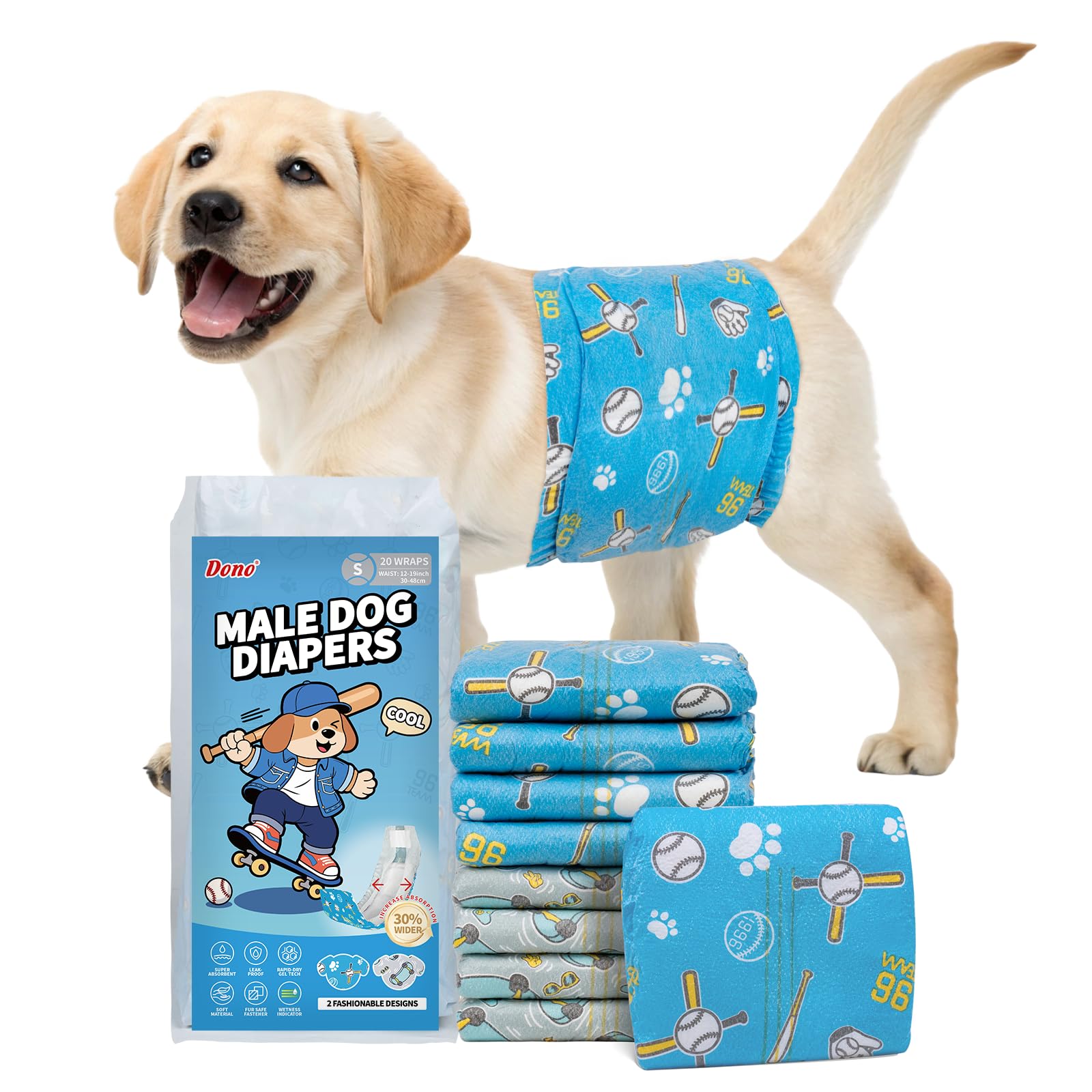 Pañales Dono para perro macho con diseño 2 en 1, cómodo y a la moda.