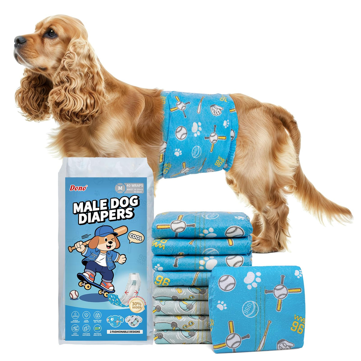 Dono pañales para perro masculino 2 en 1, diseño moderno para comodidad diaria.