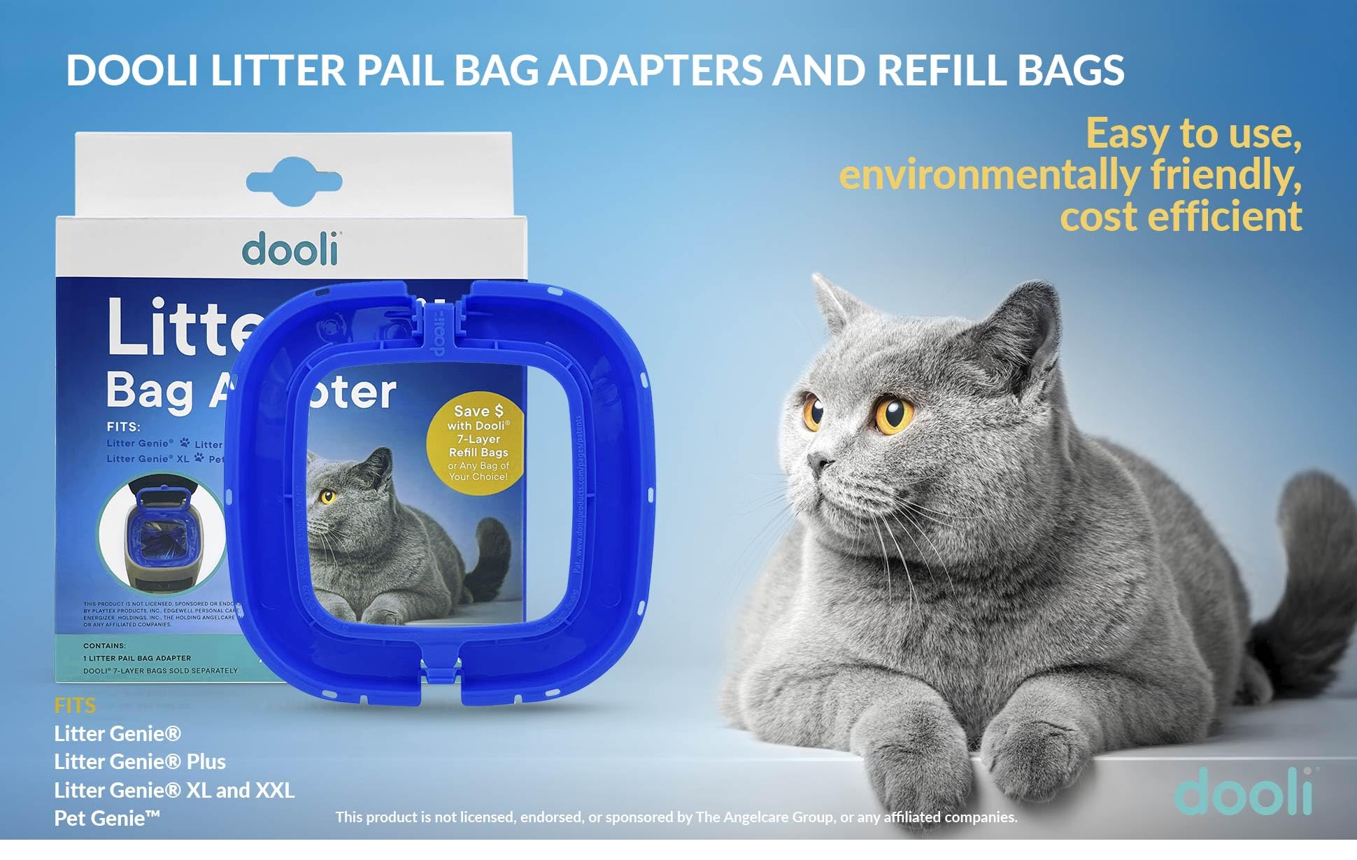 Dooli adaptador cierre con nudo, evita cortar bolsas durante la limpieza.
