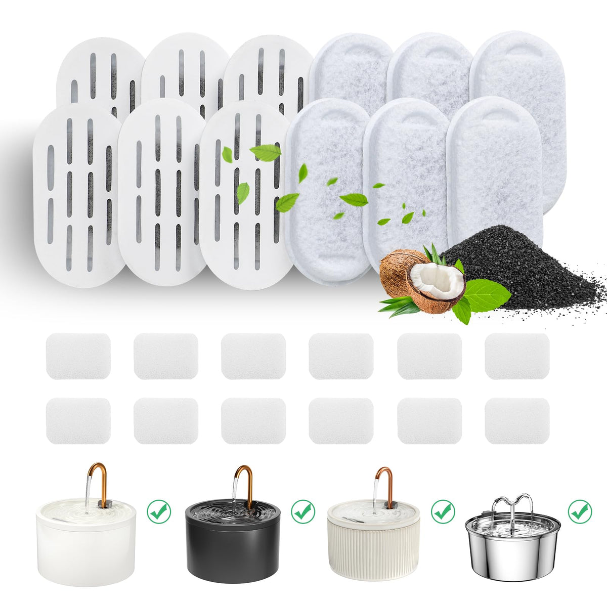 DOOOB filtros de fuente para gatos con filtración triple para agua más limpia