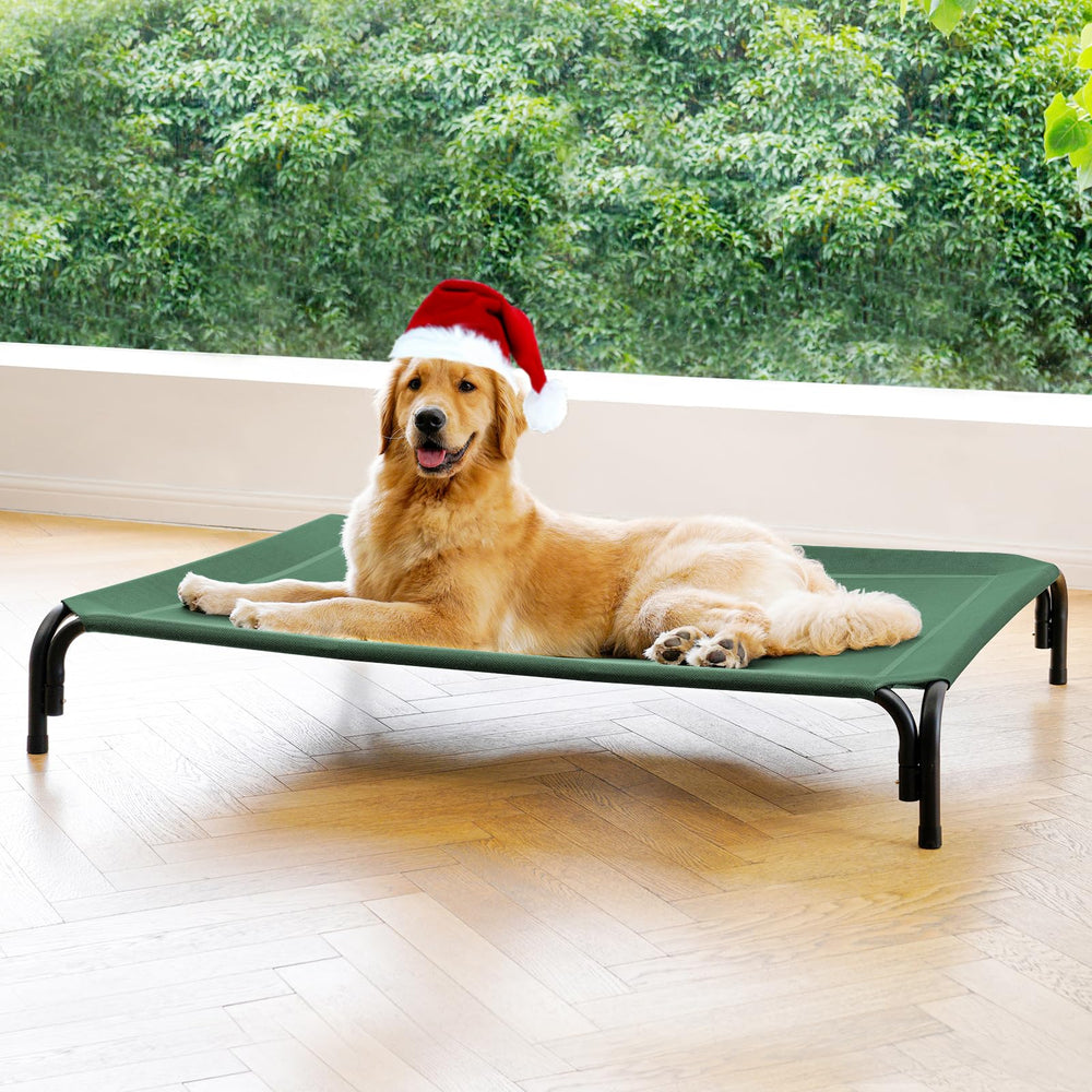 DOPEDIO cama para perro elevada exterior verde, mantiene al perro seco y cómodo