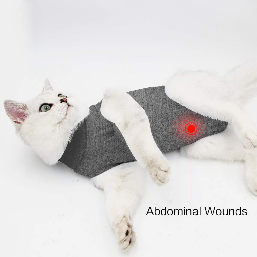 DOTON combinaison post-op chat gris en modal doux et respirant.