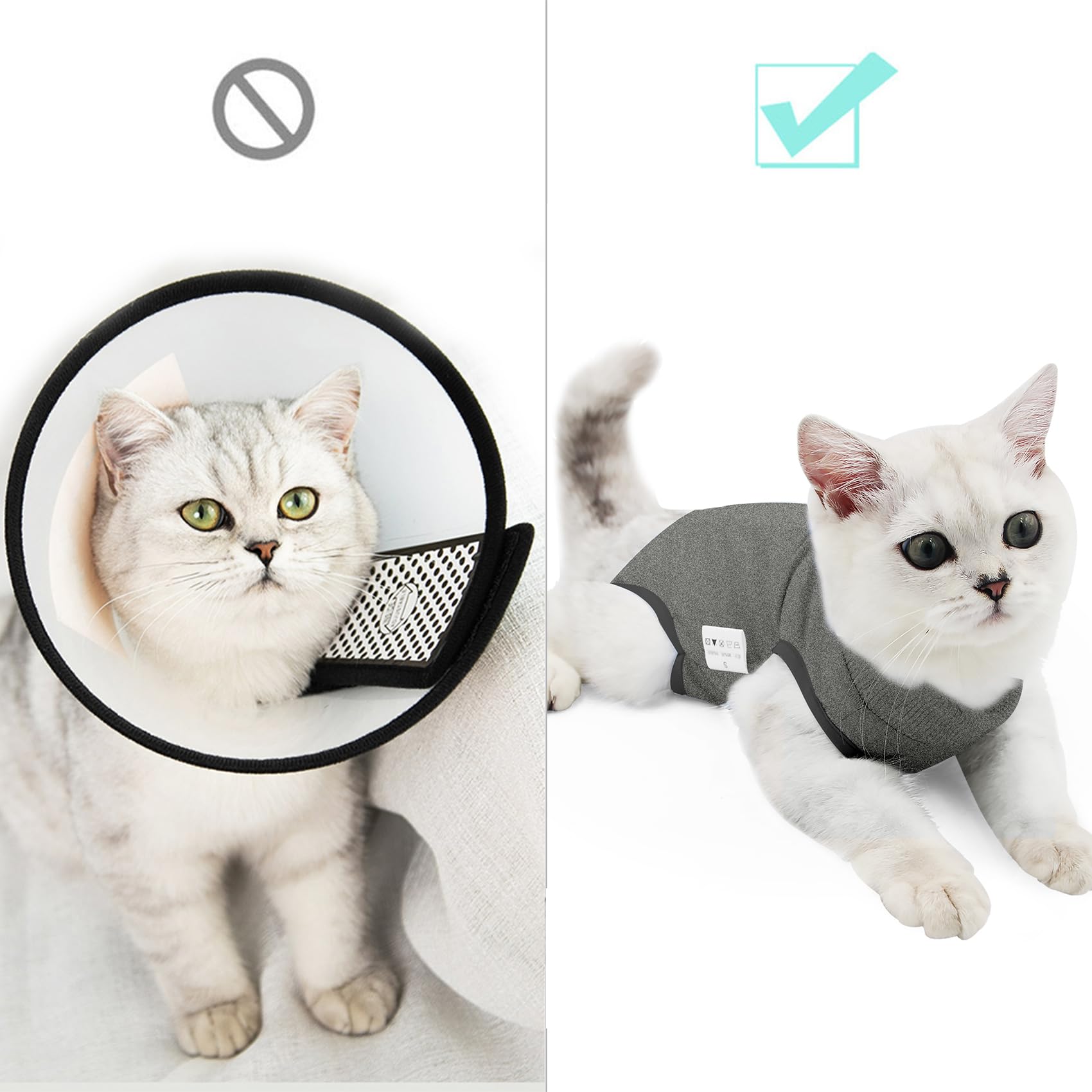DOTON pyjama postchirurgie chat gris, facile à enfiler et sans inconfort.