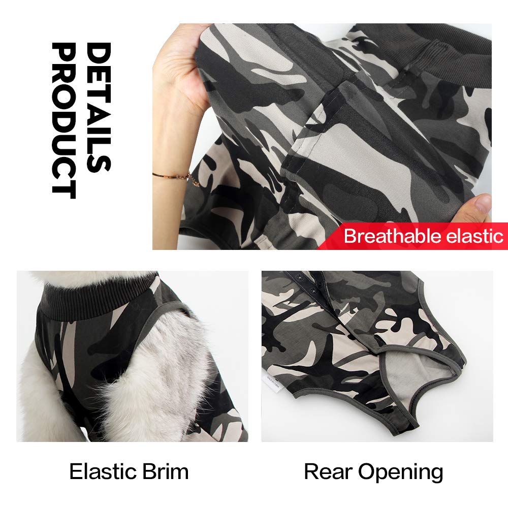DOTON traje de recuperación para gato, camuflaje dorso, fácil de vestir y quitar.