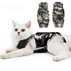DOTON traje de recuperación para gato, camuflaje frontal, cómodo postoperatorio.