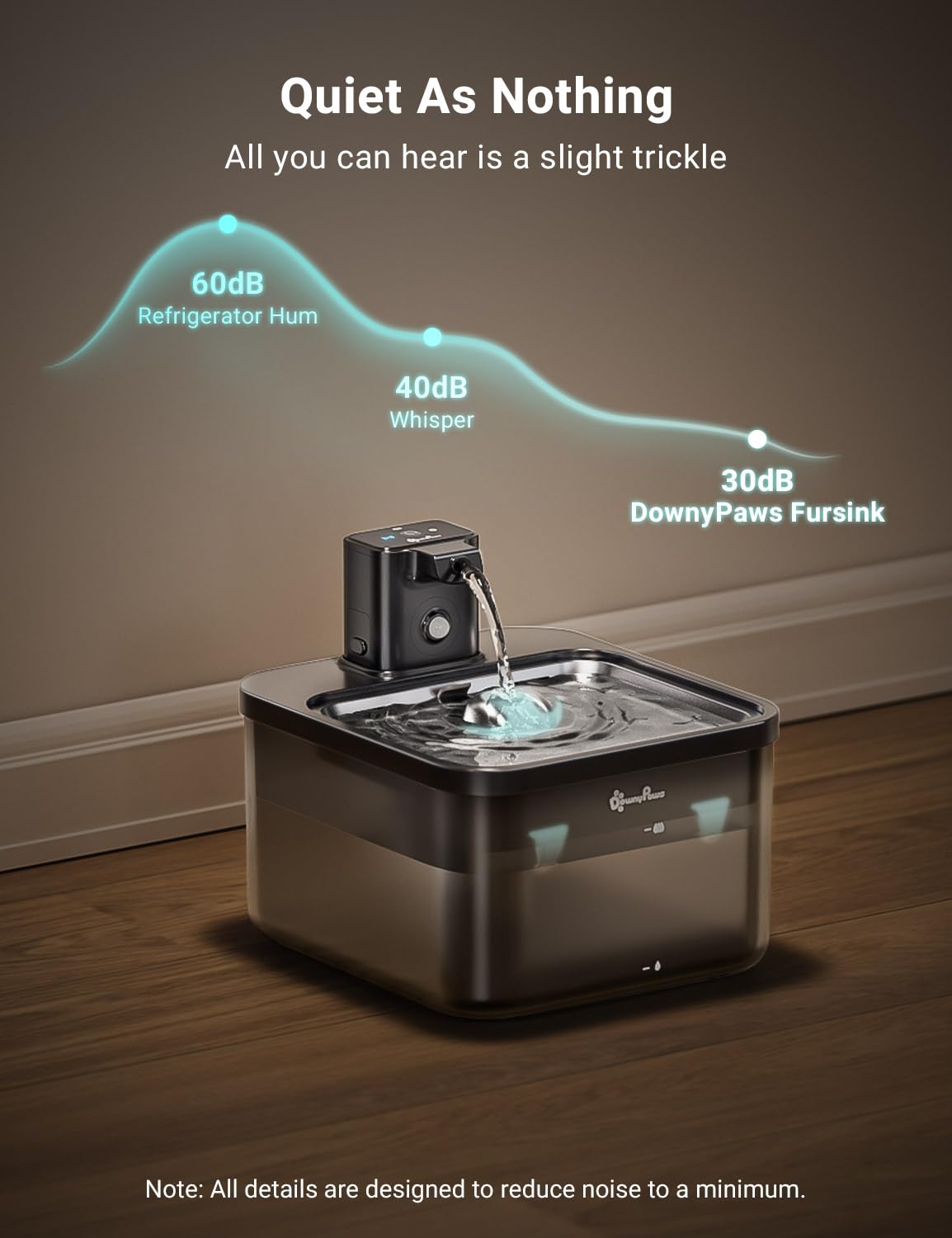 DownyPaws bomba silenciosa de 30db para un entorno tranquilo