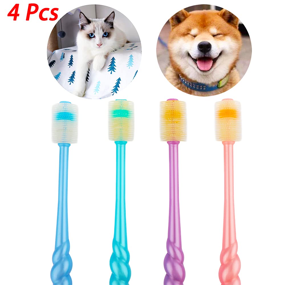 DQITJ cerdas de silicona 360°, cepillos suaves para encías de mascotas.