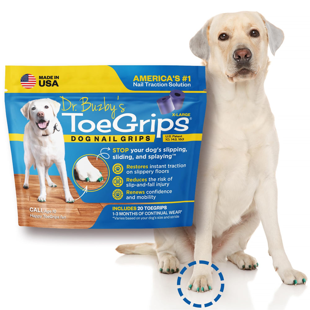 Instrucciones visuales para ToeGrips XL, paso a paso de aplicación.